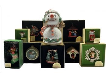 Vintage Christmas Ornaments & Musical Snowman