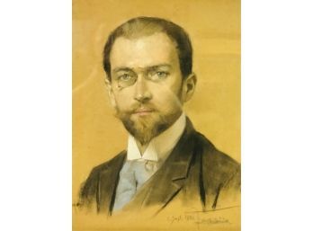 Signed Drawing Of A Bespectacled Gentleman, 1891