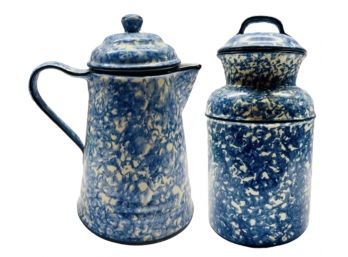 Spatterware Coffee Pot And Covered Jug