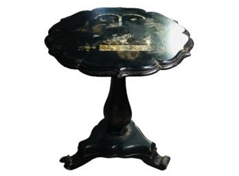Antique Fold-down Side Table With Abalone Inlay