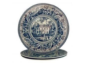 Three Blue And White Plates