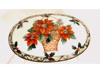 Vintage Oval Poinsettia Trinket Box By Mikasa