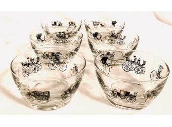 Set Of Small Libbey Curio Collection Bowls - Stagecoach Series (6ct)