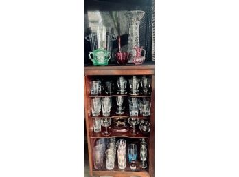 Vintage Glassware Contents Of Cabinet And Top Of Cabinet