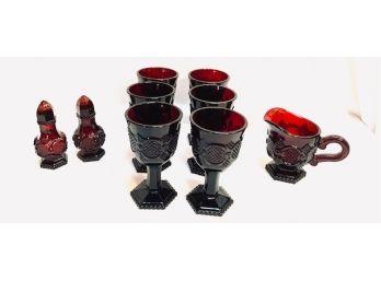 Grouping Of Avon Ruby Red 1876 Cape Cod Collection (9pcs)