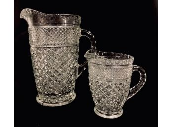 Vintage Wexford Waffle Pitchers By Anchor Hocking (2ct)