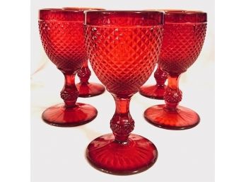 Ruby Red Diamond Point Goblets (5ct)