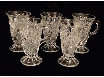 Vintage Pressed Glass Flared Pedestal Mugs (5ct)