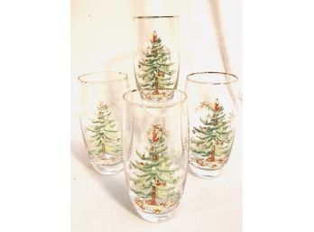 Set Of Vintage Spade Holiday Christmas Tree Tumblers (4ct)