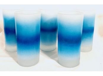 Set Of Vintage Multitone Blue Tumblers (5ct)