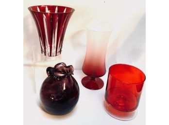 Red & Purple Decorative Glassware Grouping