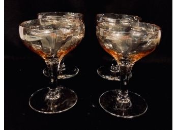 Set Of Vintage Iridescent Luster Champagne Glasses (4ct)