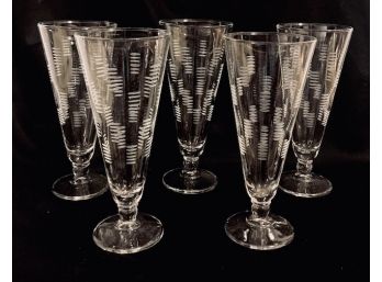 Vintage Etched Beer Flutes (5ct)