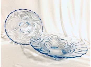 Gorgeous Vintage Blue Hue Glass Serveware (2pcs)