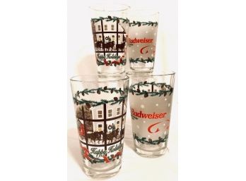 4 Budweiser Pint Glasses