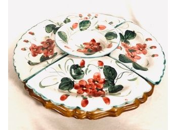 Vintage Mid Century Modern Handmade Italian Pottery Lazy Suzan Serving Platter