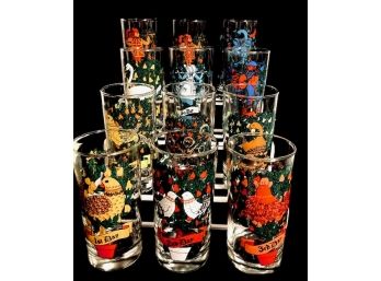 Vintage Holiday Tumblers - 12 Days Of Christmas