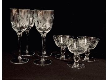 Collection Of Etched Crystal Stemware