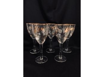 Etched & Gold Wine Glasses (5ct)