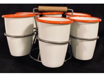 Porcelain Enamelware Cup & Caddy Set (7pcs)