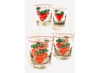 4 Holiday Ornament Double Old Fashion Glasses