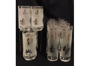 Collection Of Vintage Libbey Glass Co. Silver Foliage Glassware Pieces (15pcs)