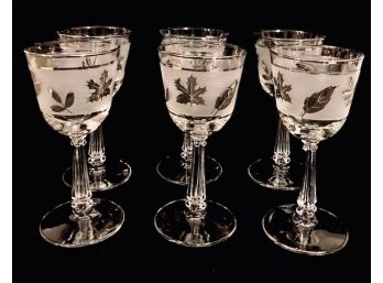 Classic Vintage Small Silver Foliage Wine Glasses (6ct)