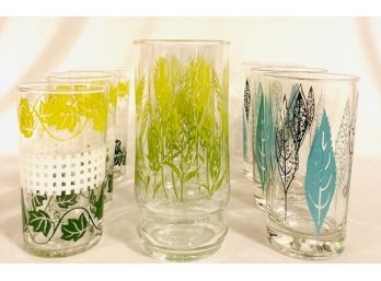 Trio Of Trios - Mid Century Modern Leaf Theme Glasses