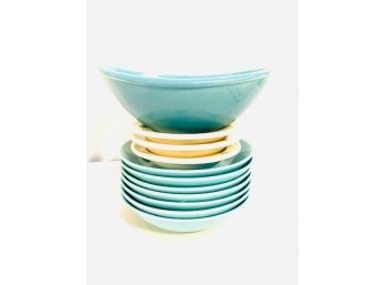 Collection Of Teal Mid Century Modern Dishware (11pcs)