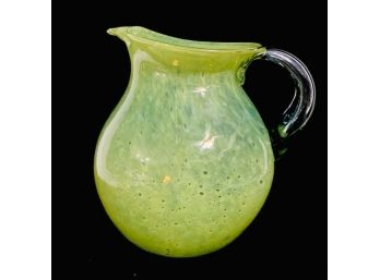 Hand Blown 'Electric Green' Beverage Pitcher