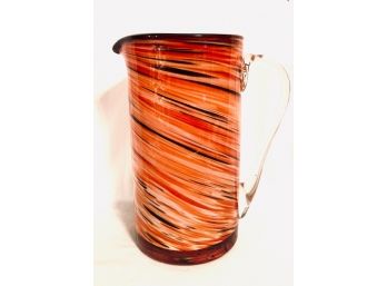 Fantastic Vibrant End Of Days Style Glass Pitcher With Clear Handle