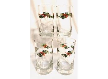 Set Of Vintage Libbey Glass Co. Flat Bottom Tumblers With Gold Trim  (4ct)