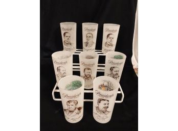 Vintage Frosted Tumblers Depicting The Presidents From Ohio (8ct)