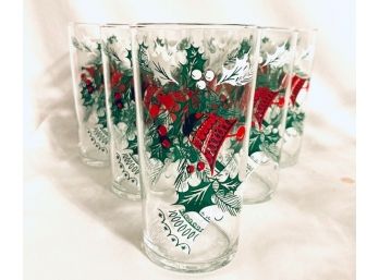 Set Of Vintage Hazelware Holiday Tumblers By Hazel Atlas