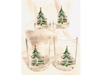 Set Of Hand Painted Venetian Glass Rocks Glasses (4ct)