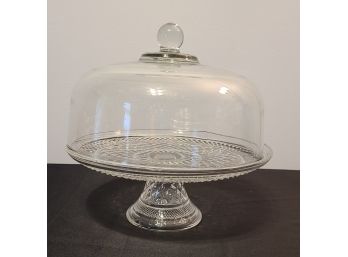 Glass Cake Pedestal W Cover, No Chips