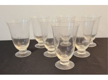 7 Etched Glasses, No Chips