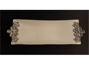 Cassiani Signature Series Silver Accents Floral Tray