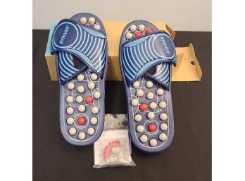 BYRIVER Reflexology Foot Massager, Acupuncture Massage Slippers Shoes Sandals, Size M