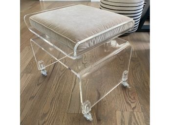 Lucite Stool On Wheels