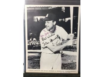 Stan Musial Facsimile Autograph Black And White Photo