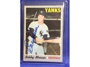 1970 Topps Bobby Murcer Yankees Autographed Baseball Card