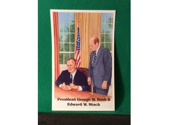 President George Bush & Edward W Stack Limited Edition Postcard /10000