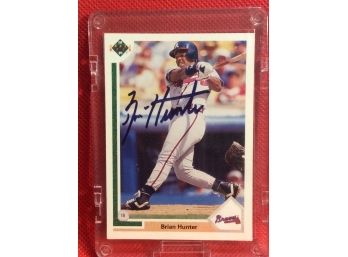 1991 Upper Deck Brian Hunter Autographed Baseball Card