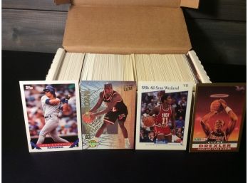 Box Of Assorted Baseball And Basketball Cards