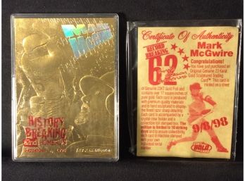 1998 Score Board Mark McGwire's History Breaking 23 Karat Gold Card