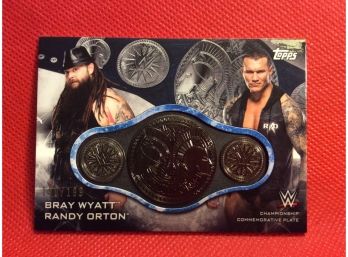 2019 Topps WWE Bray Wyatt/randy Orton Championship Commemorative Plate Card 190/199