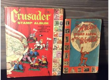 2 Vintage Postage Stamp Collector's Albums With Stamps