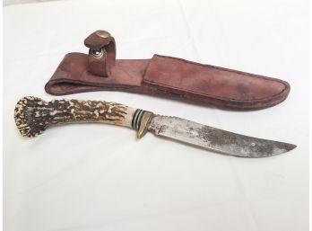 Vintage Bone Handled Straight Blade Hunting Knife