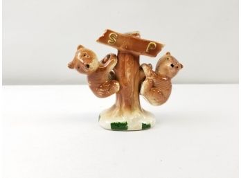 Vintage Bear And Branch Salt And Pepper Shakers